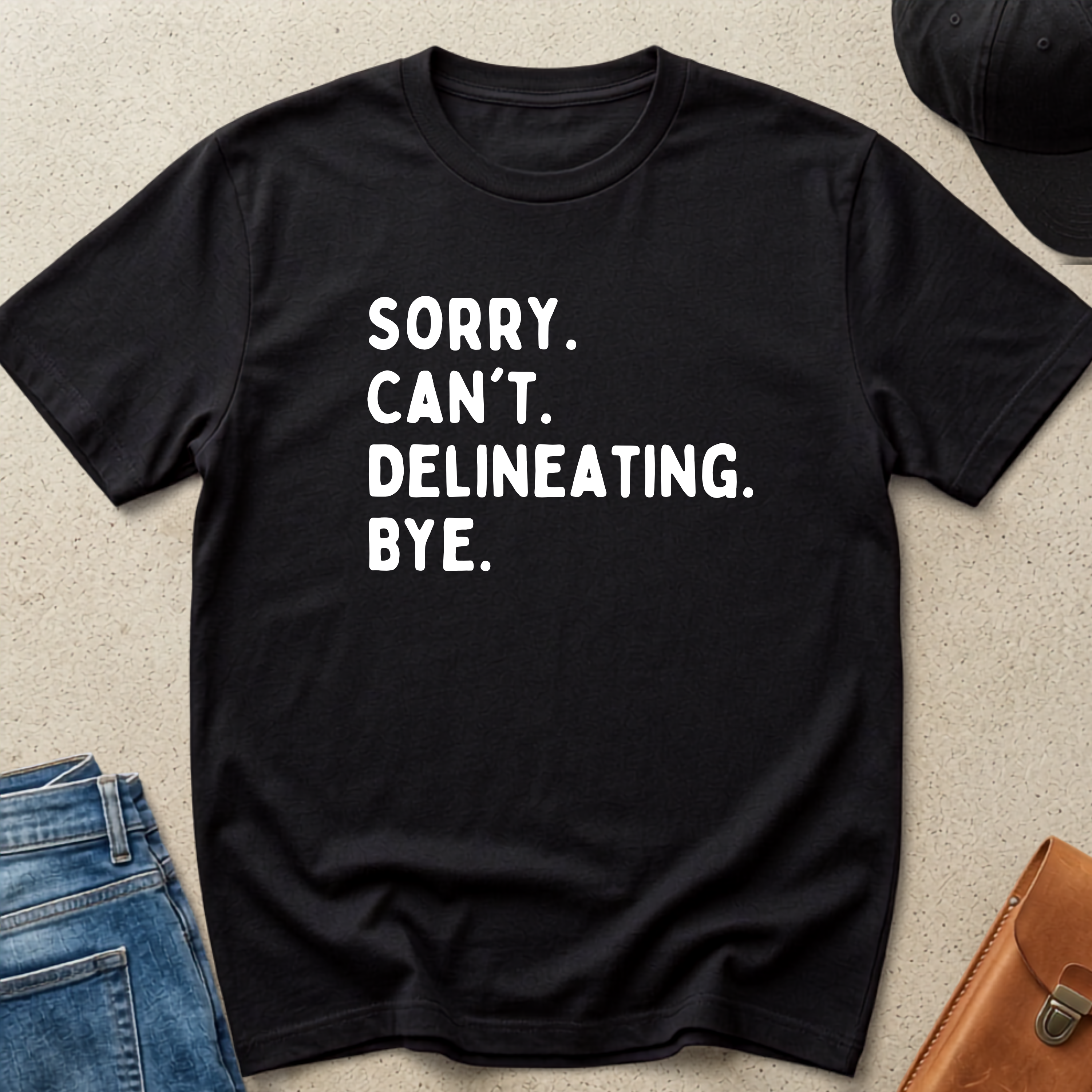 "Sorry. Can't. Delineating" Statement Tee