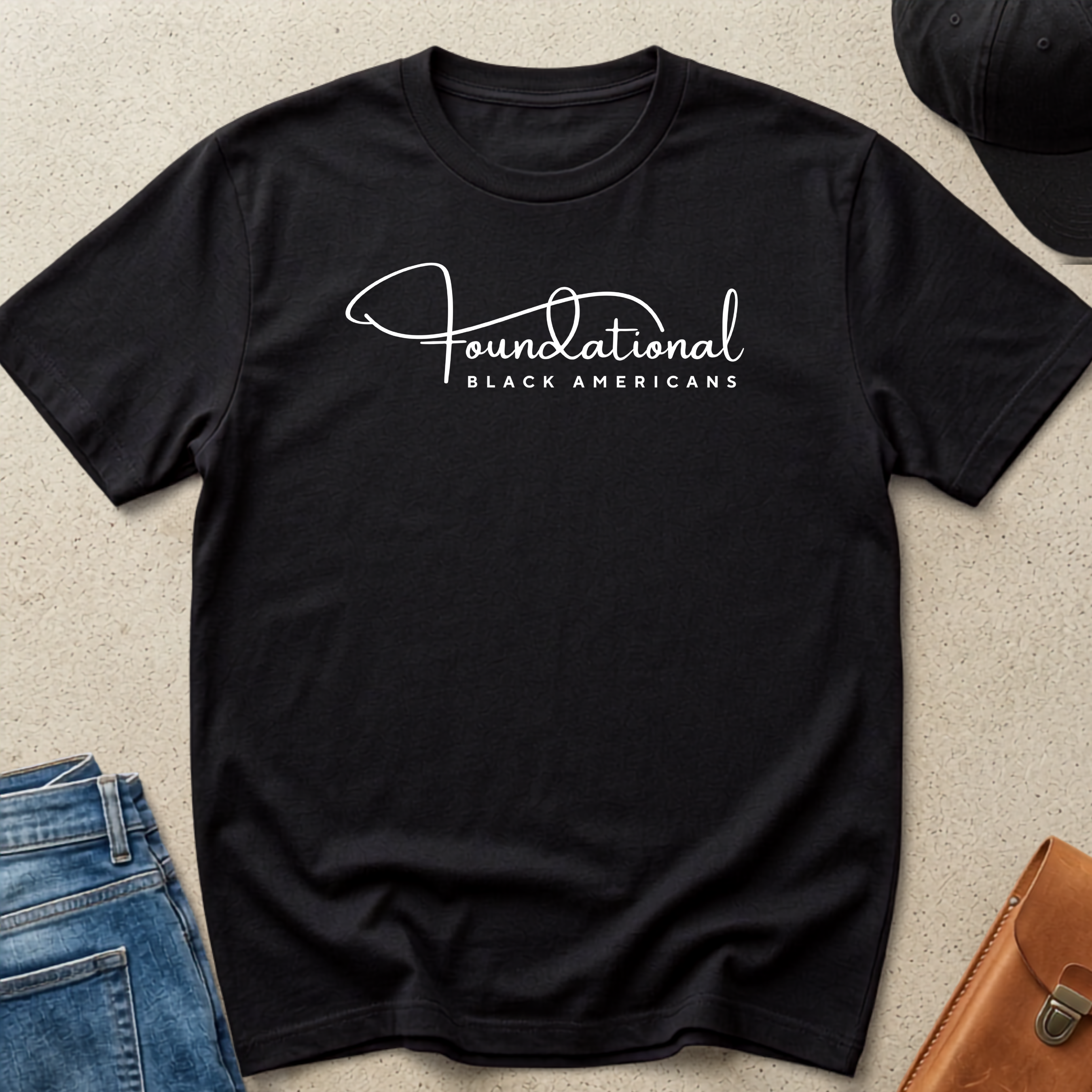 Foundational Black American Script Tee