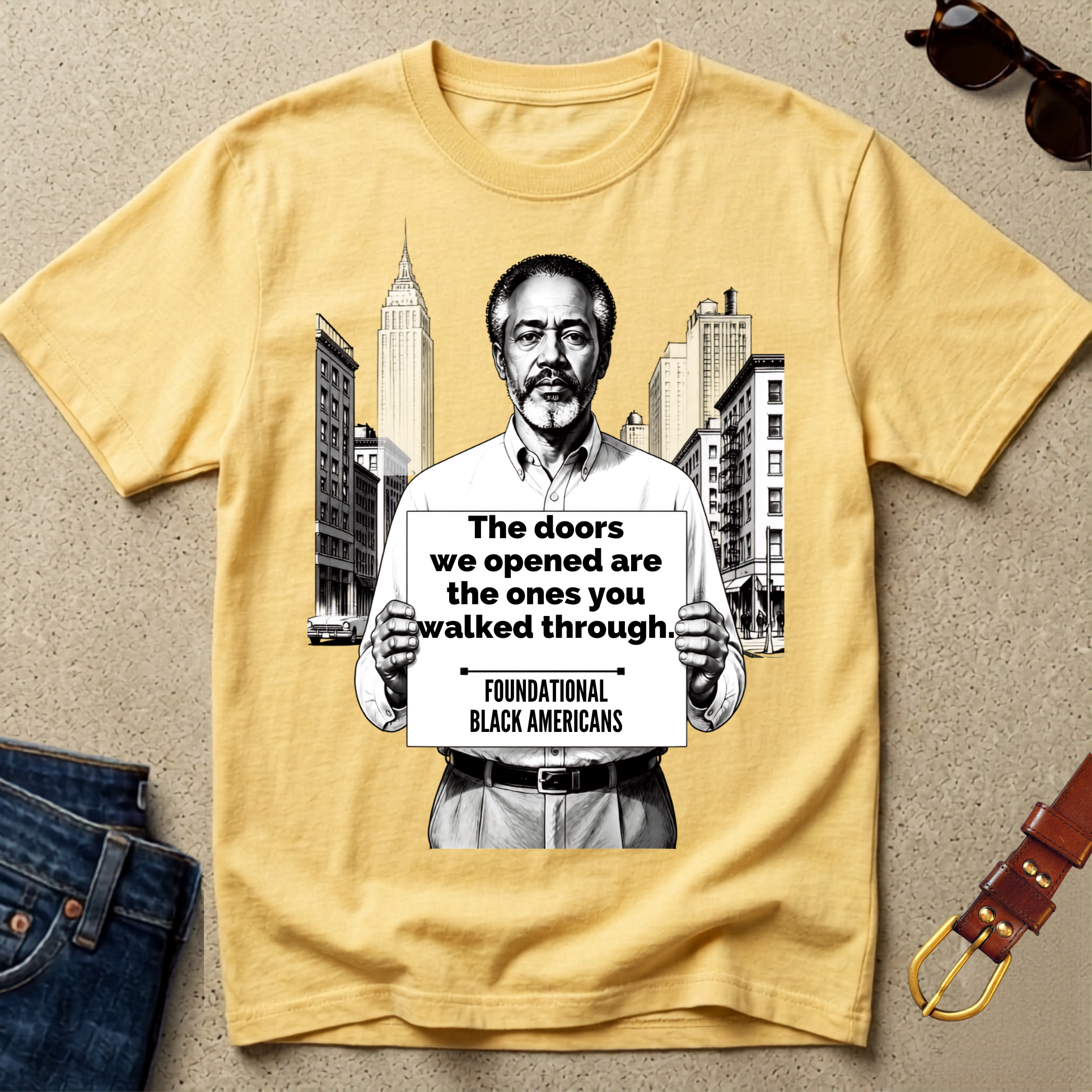 "The Doors We Opened" Statement T-Shirt - Foundational Black American Tee