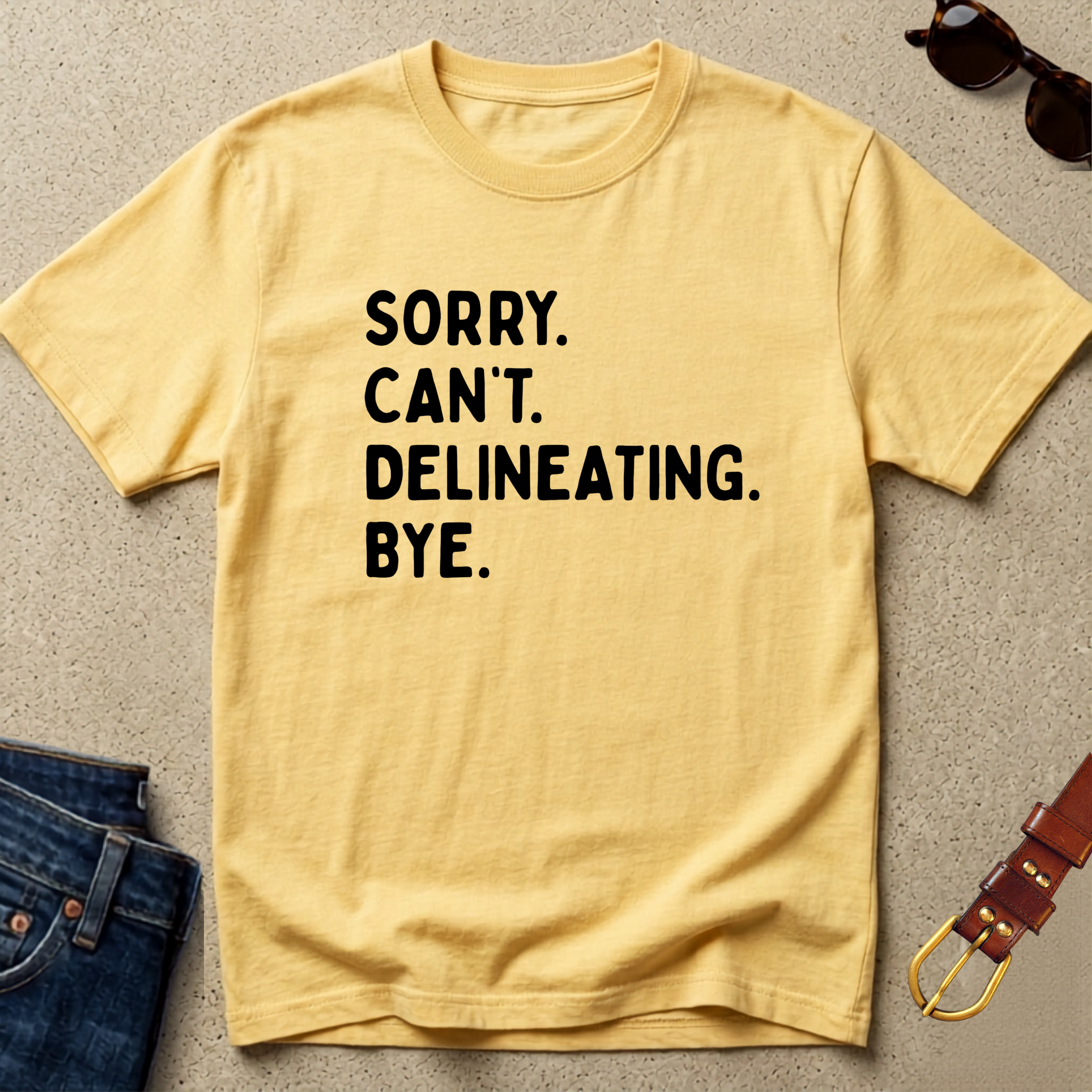 "Sorry. Can't. Delineating" Statement Tee