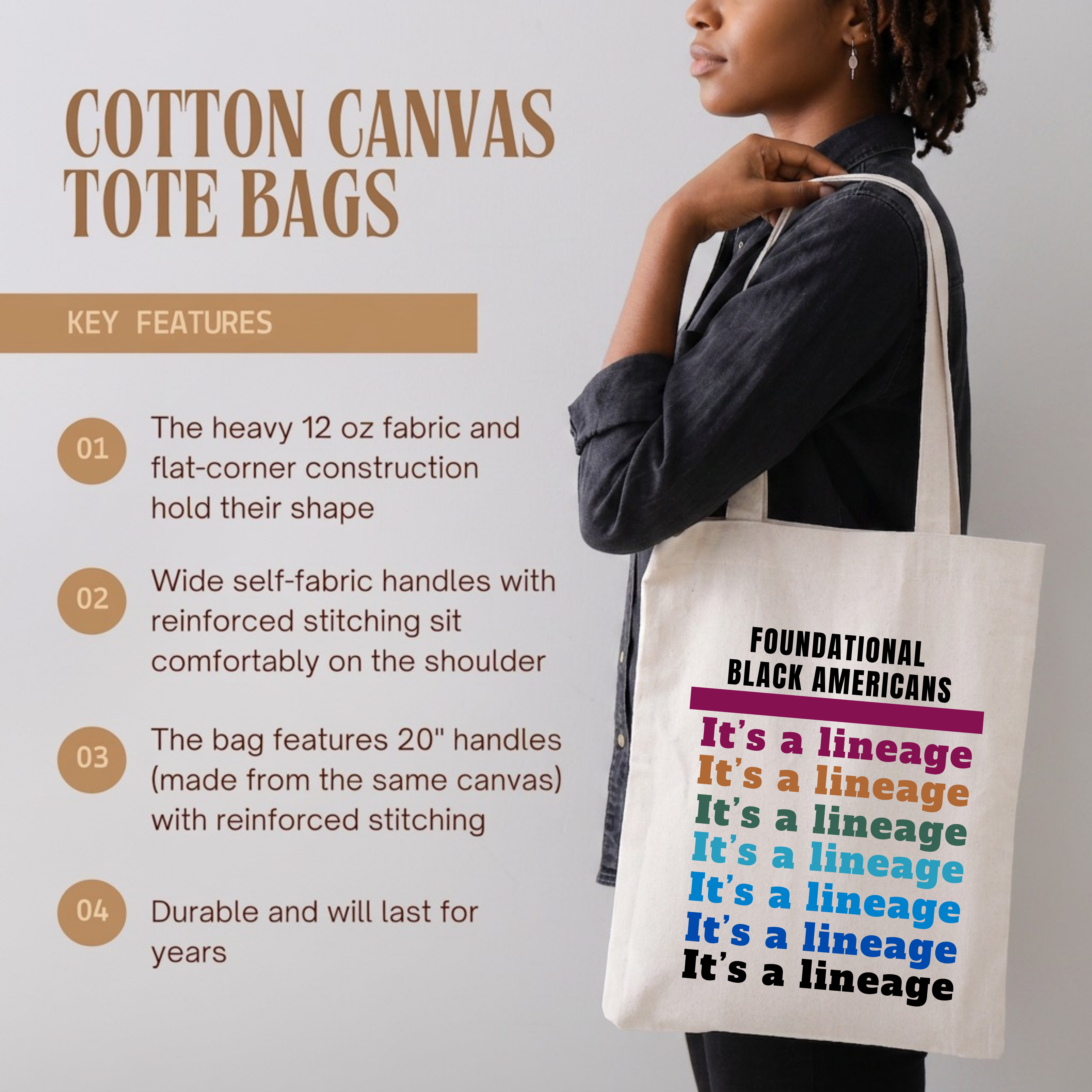 'It's A Lineage' Tote Bag - Cotton Canvas Tote