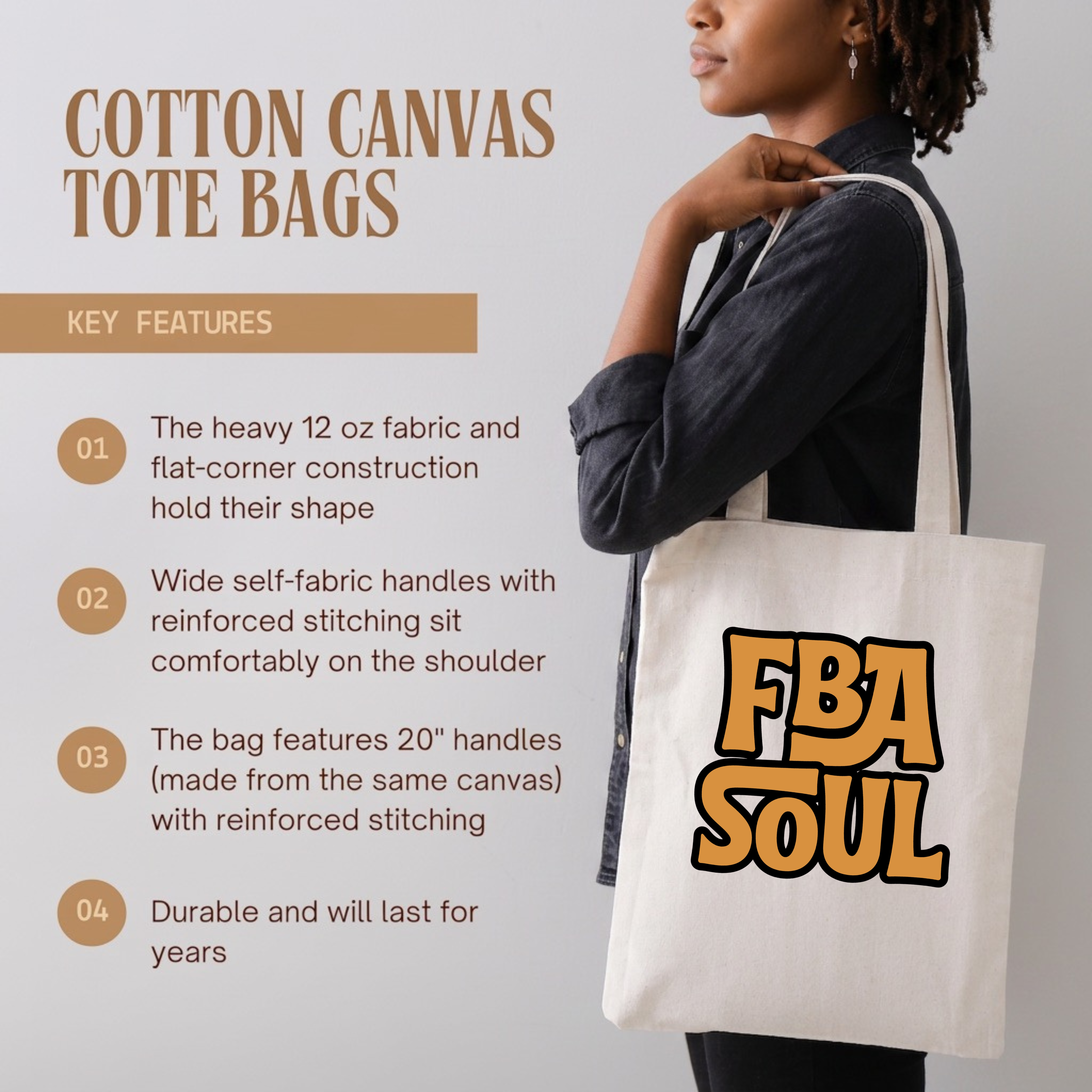 Tote Bag — 'FBA Soul' Retro Orange Logo Canvas Tote