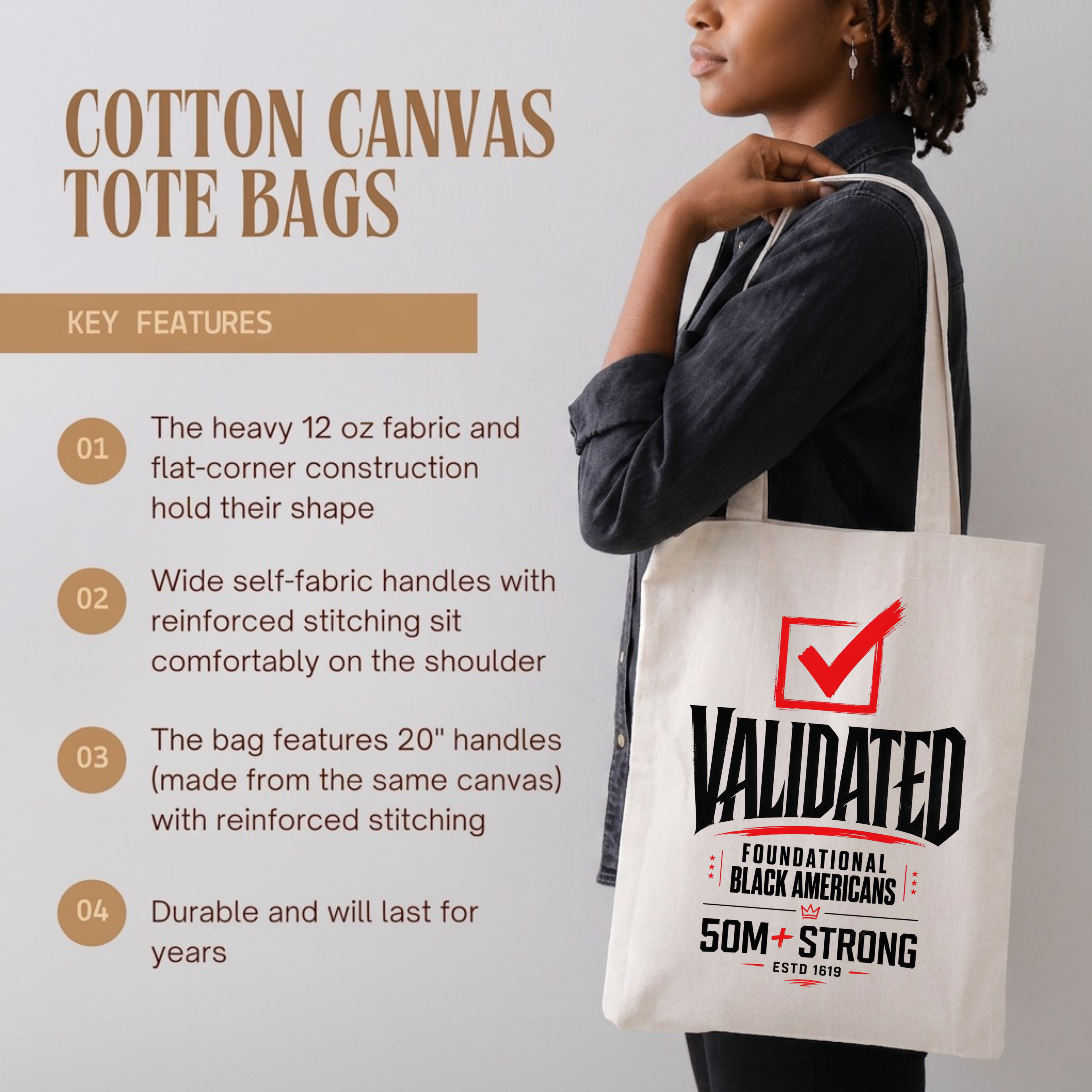 'Validated' Tote Bag - Cotton Canvas Tote
