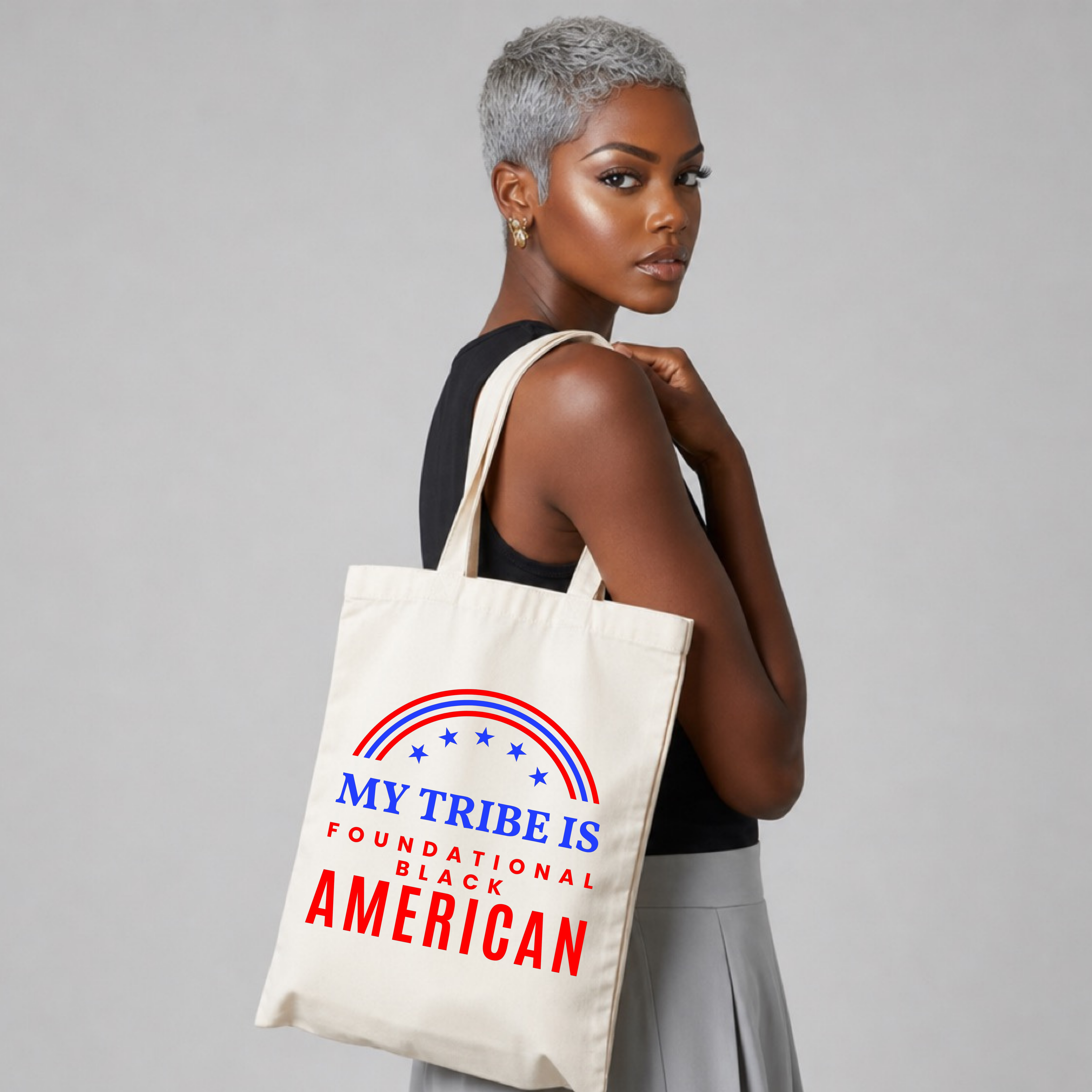 'My Tribe Is Foundational Black American' Tote Bag - Cotton Canvas Tote