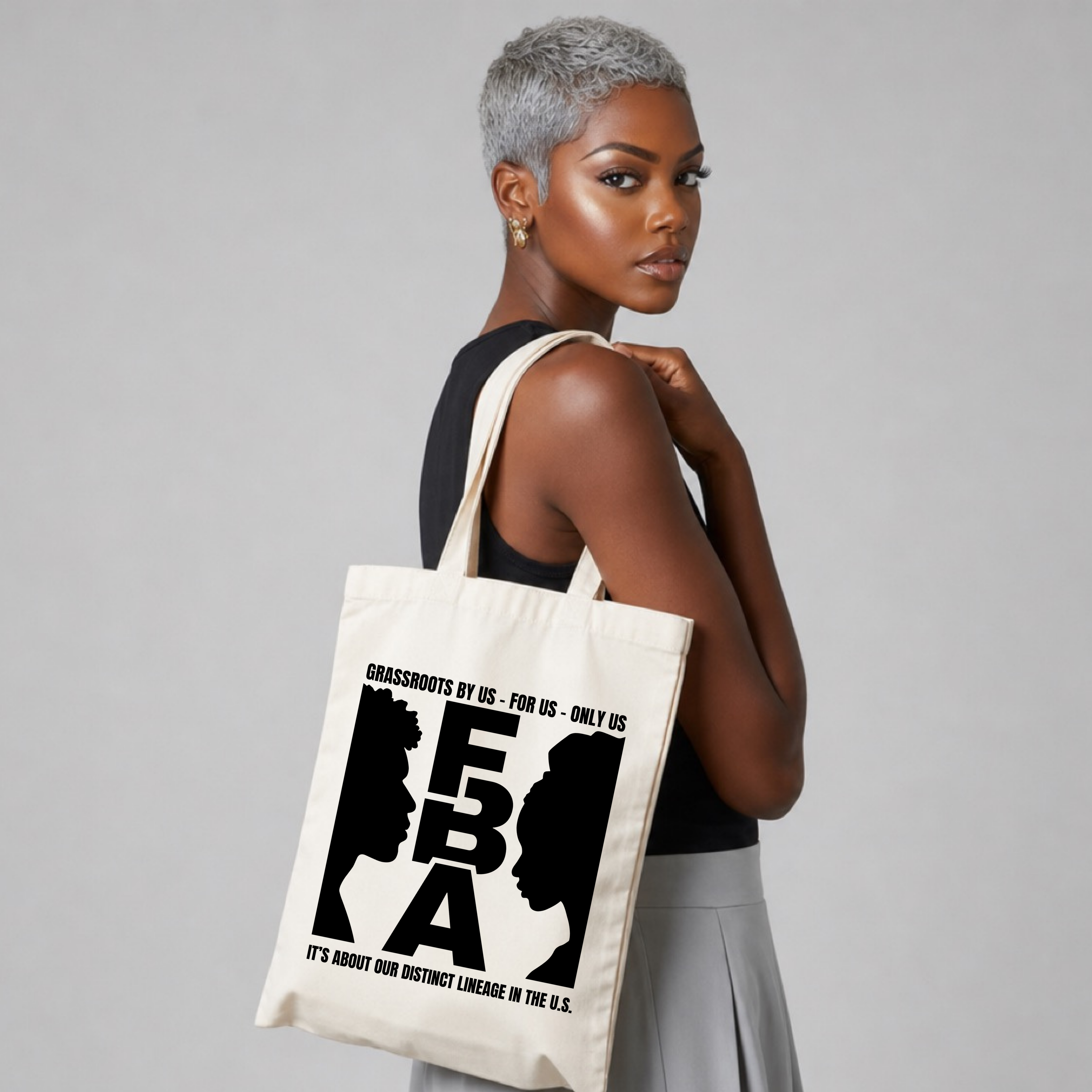 FBA Silhouette Cotton Tote — "Grassroots By Us" Eco Canvas Tote