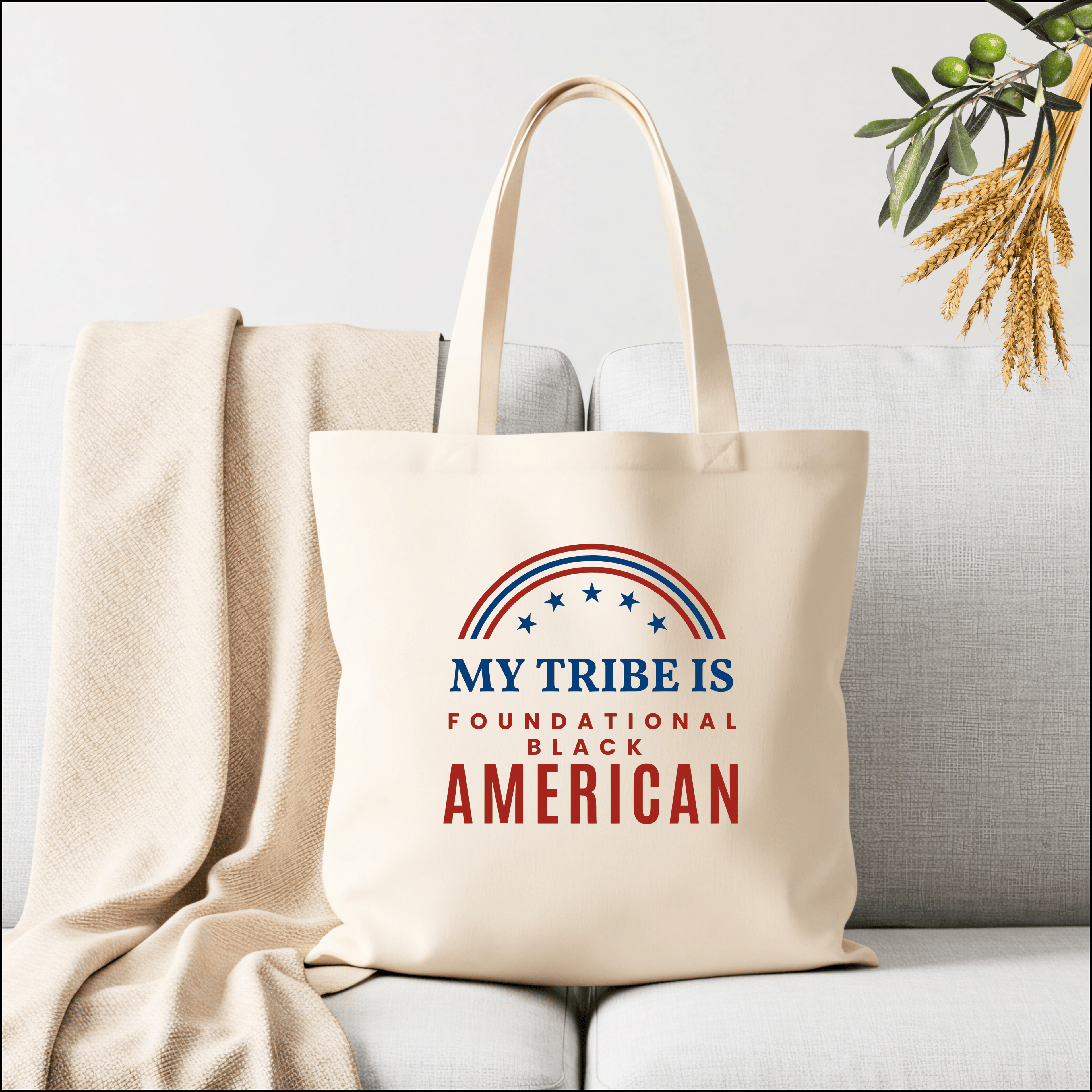 'My Tribe Is Foundational Black American' Tote Bag - Cotton Canvas Tote