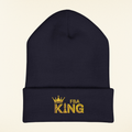 King Embroidered Cuffed Beanie — Gold Crown "FBA King" Knit Hat