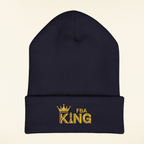 King Embroidered Cuffed Beanie — Gold Crown "FBA King" Knit Hat