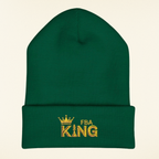 King Embroidered Cuffed Beanie — Gold Crown "FBA King" Knit Hat