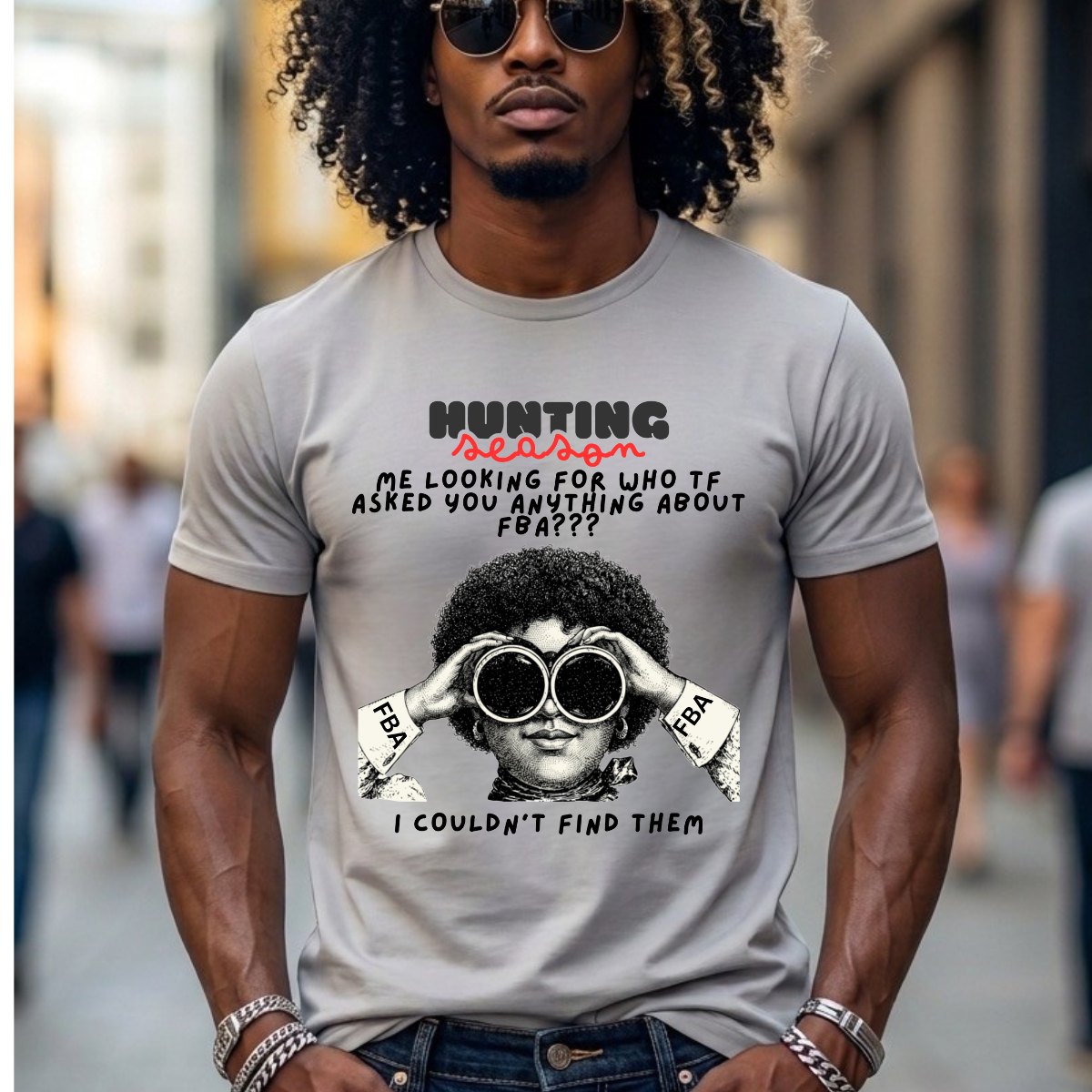 T-Shirt — "Hunting Season" Funny Graphic Tee (Binoculars Design)
