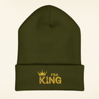 King Embroidered Cuffed Beanie — Gold Crown "FBA King" Knit Hat