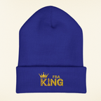 King Embroidered Cuffed Beanie — Gold Crown "FBA King" Knit Hat